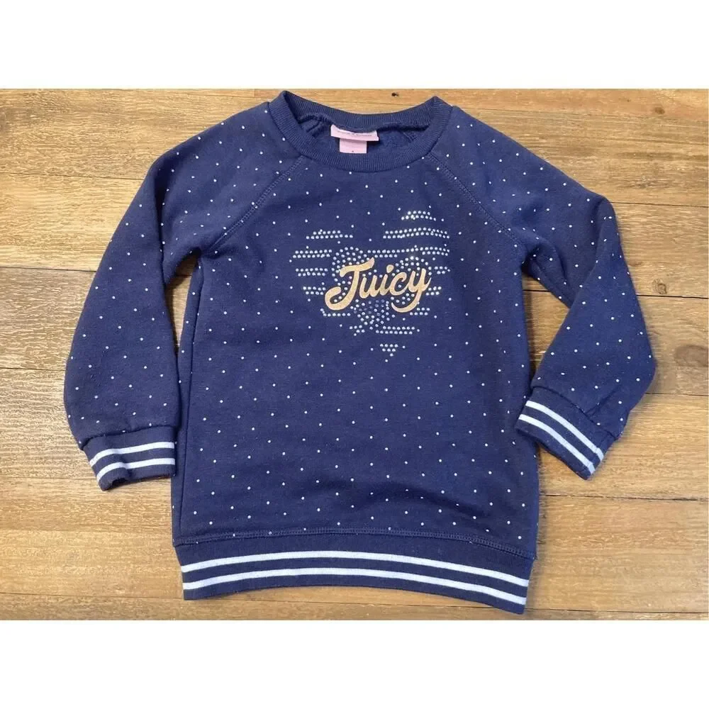 Juicy Couture Size 4 Girls Sweater blue rhinestones